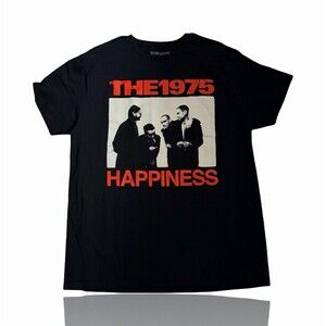 The 1975 Happiness Graphic Band T-Shirt Men's Size L Black Red Print